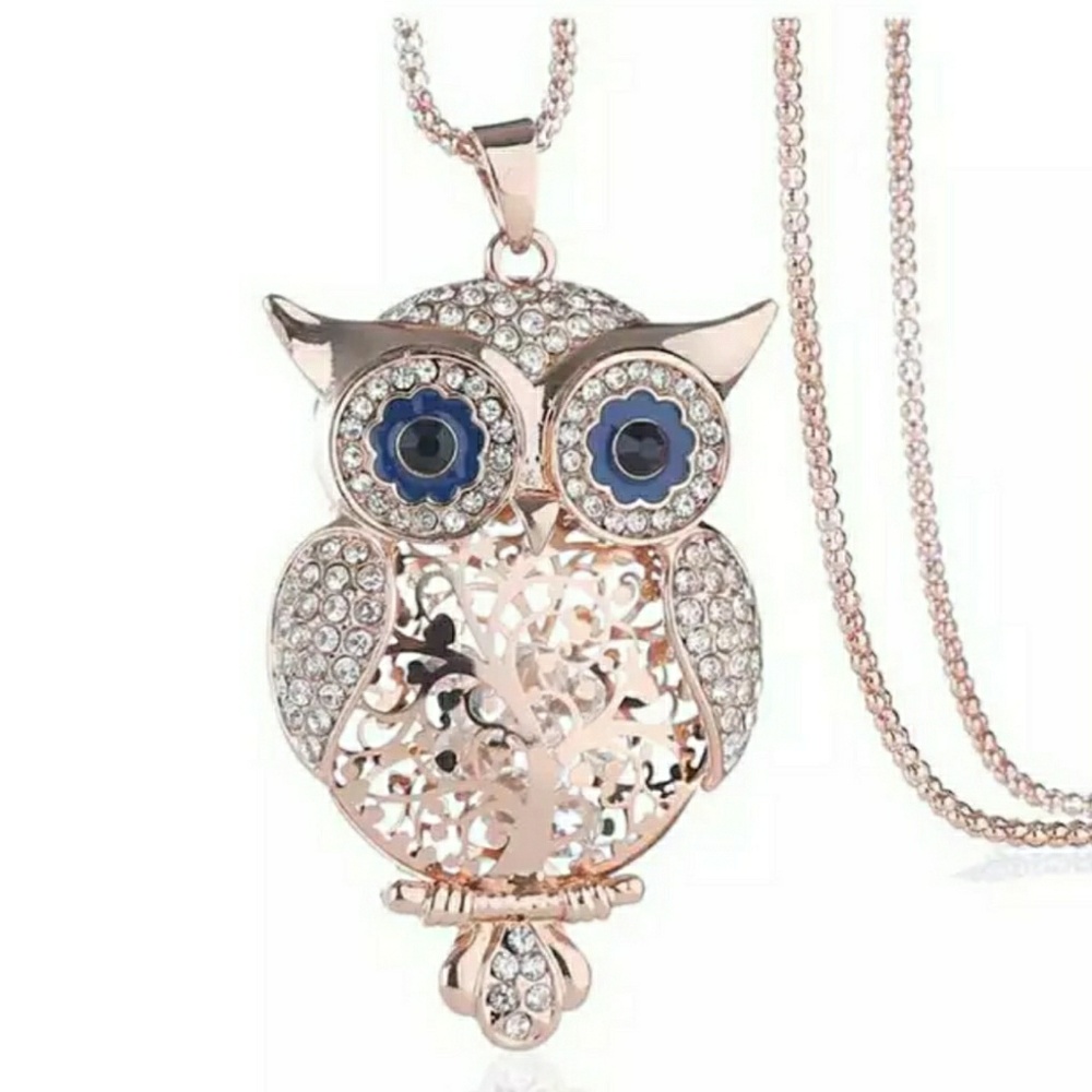 🌹Rose Gold Owl🌹 Pendant Necklace with Rhinest